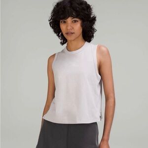 LULULEMON CLASSIC-FIT COTTON-BLEND TANK TOP CHROME SIZE 10